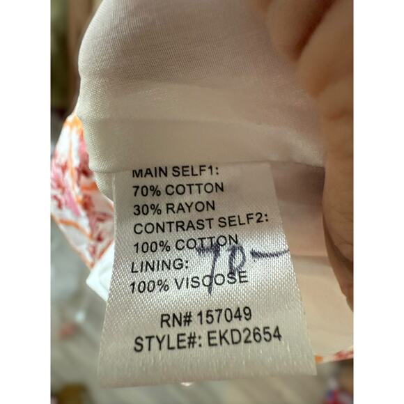 NWOT Fanco Embroidered Geometric Diamond Lattice Peasant Mini Dress White Large - Picture 11 of 11